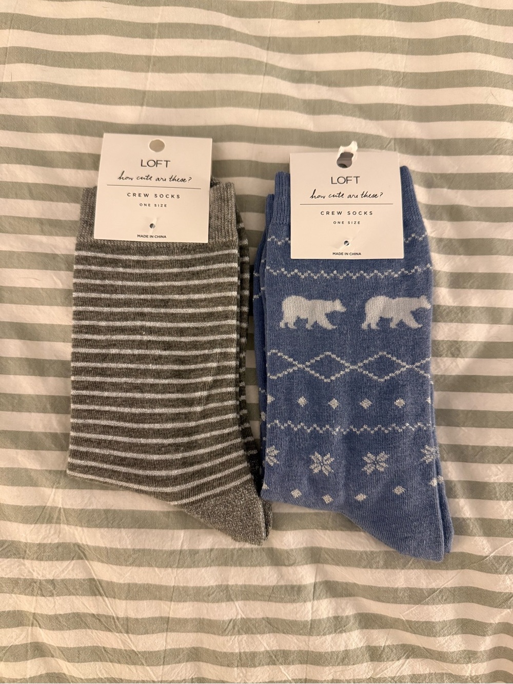 NWT LOFT Crew Socks 2-Pack Women's Patterned Socks